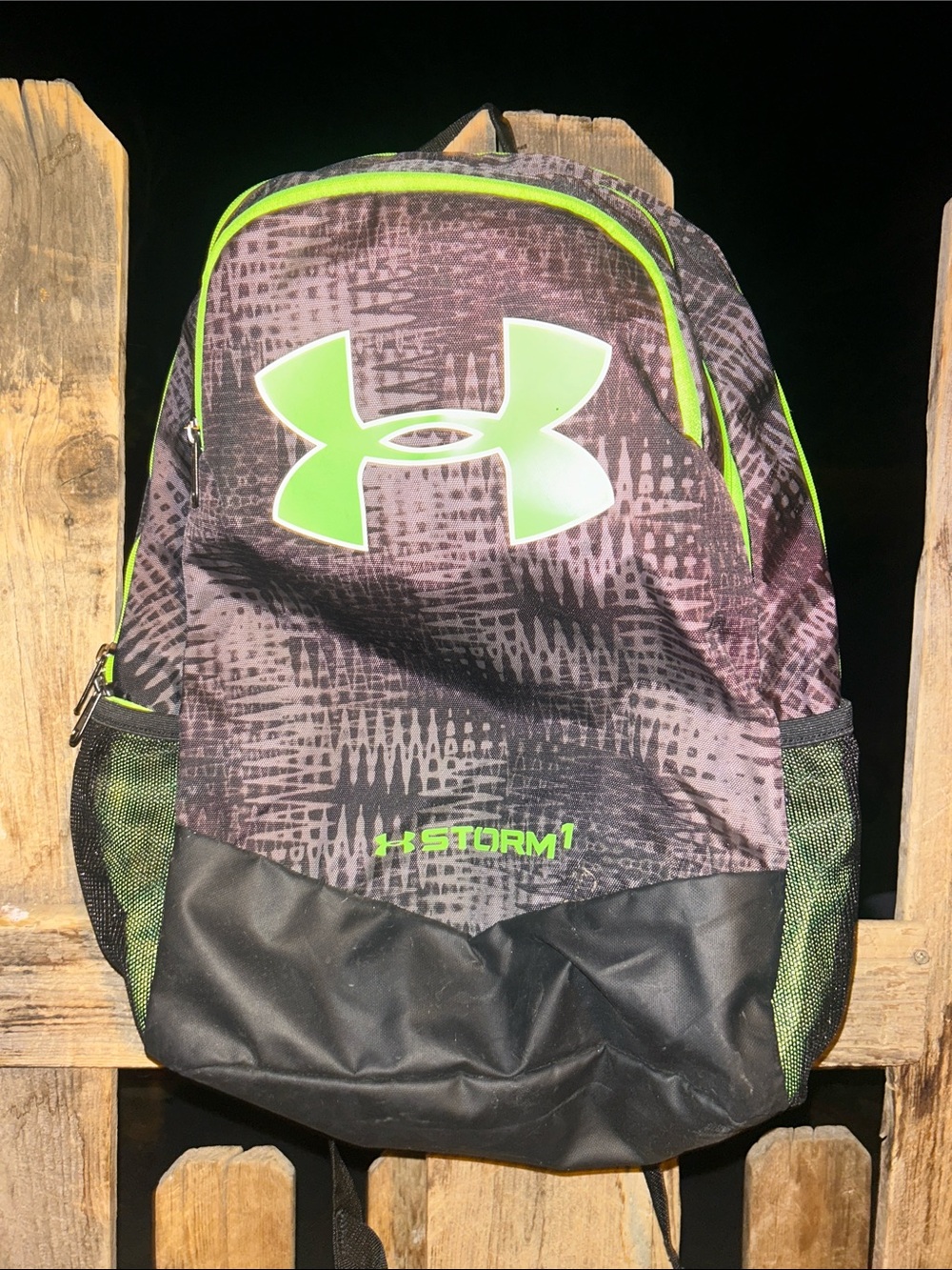 Under Armour Black Backpack w/ Neon Green Accents/2side & 3large zip pockets-NEW